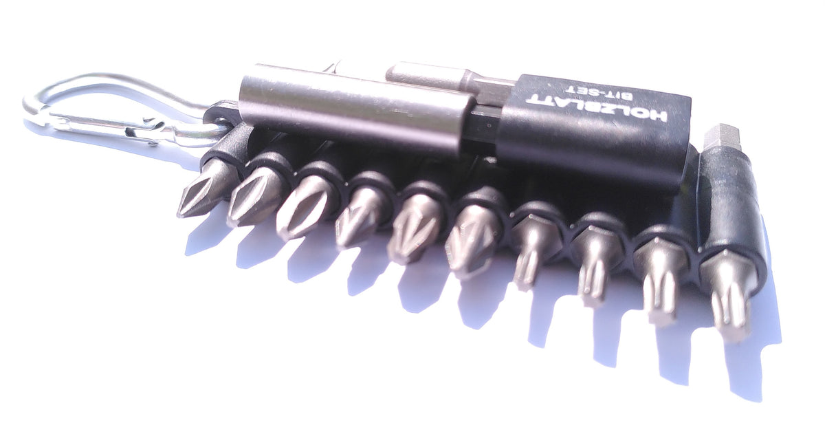 Bit-Set 22-teilig mit Karabiner – Torx, PH, PZ, Sechskant, magnetischer Bithalter