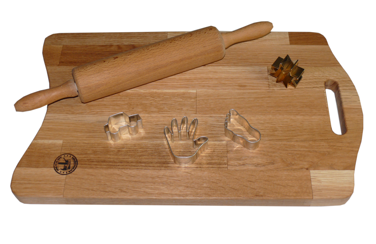 Schneidebrett Eiche massiv 50 × 30 × 2,5 cm mit Saftrinne und Griff