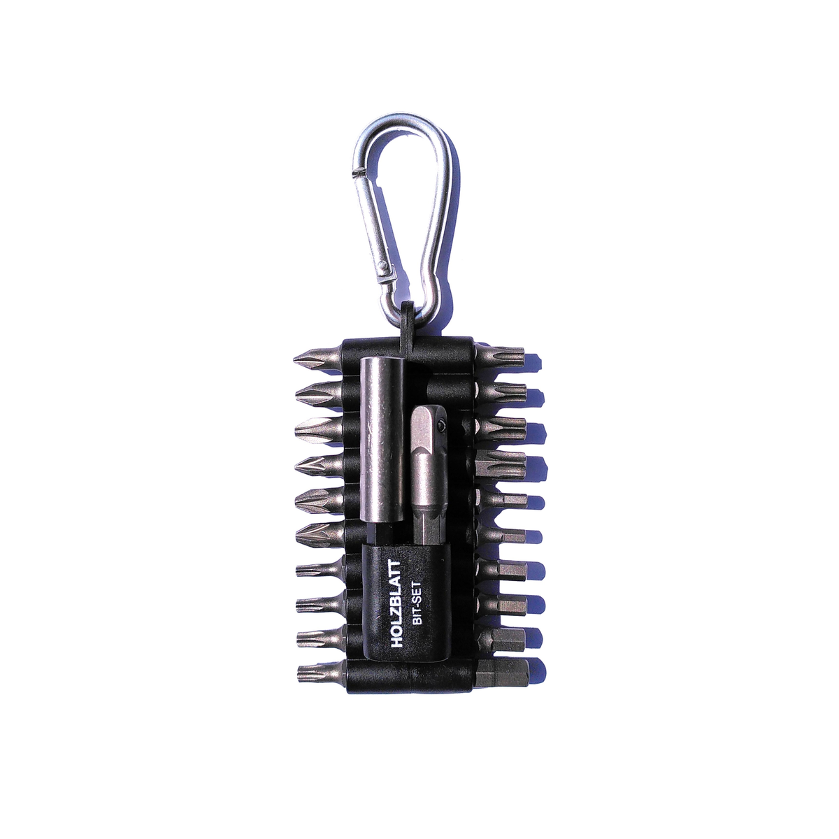 Bit-Set 22-teilig mit Karabiner – Torx, PH, PZ, Sechskant, magnetischer Bithalter